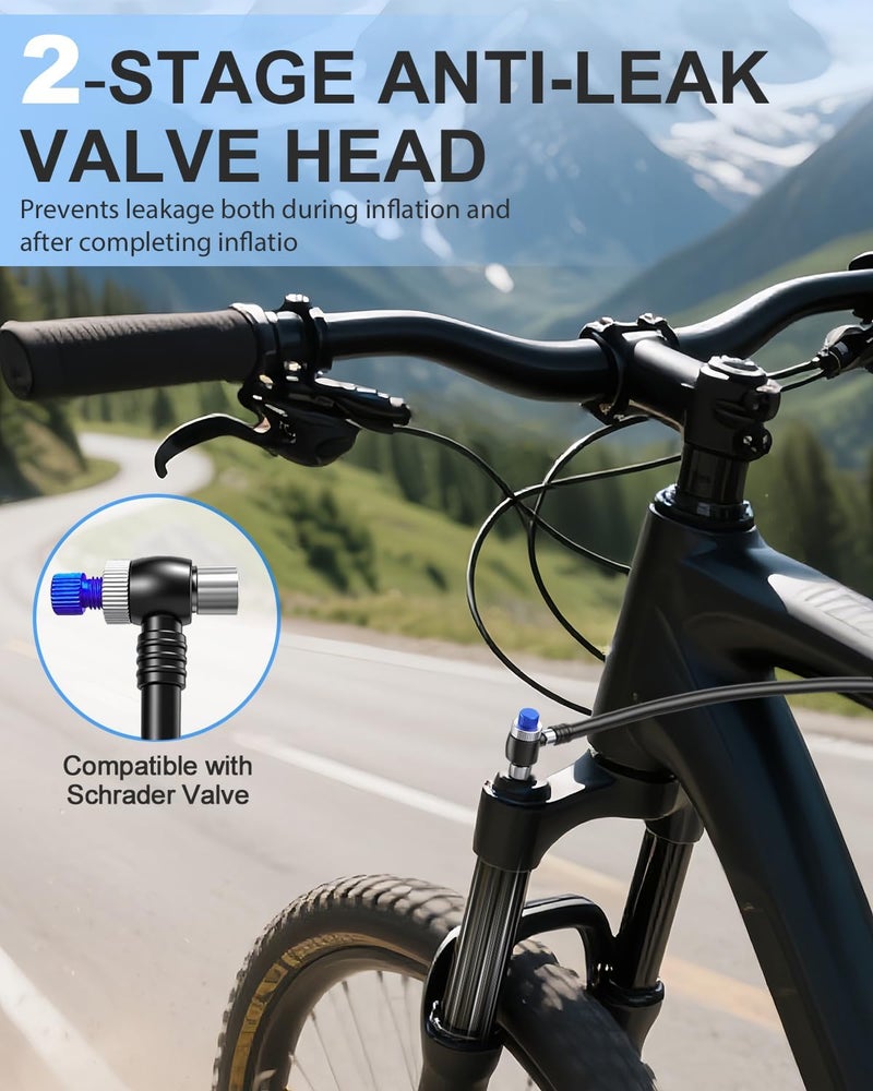 OUTIMATE Bike Shock Pump, High Pressure 300 PSI Max Shock Pump for Mountain Bike, Bike Suspension Pump for Fork, Rear Shock with Gauge, Schrader Valve - Image 4